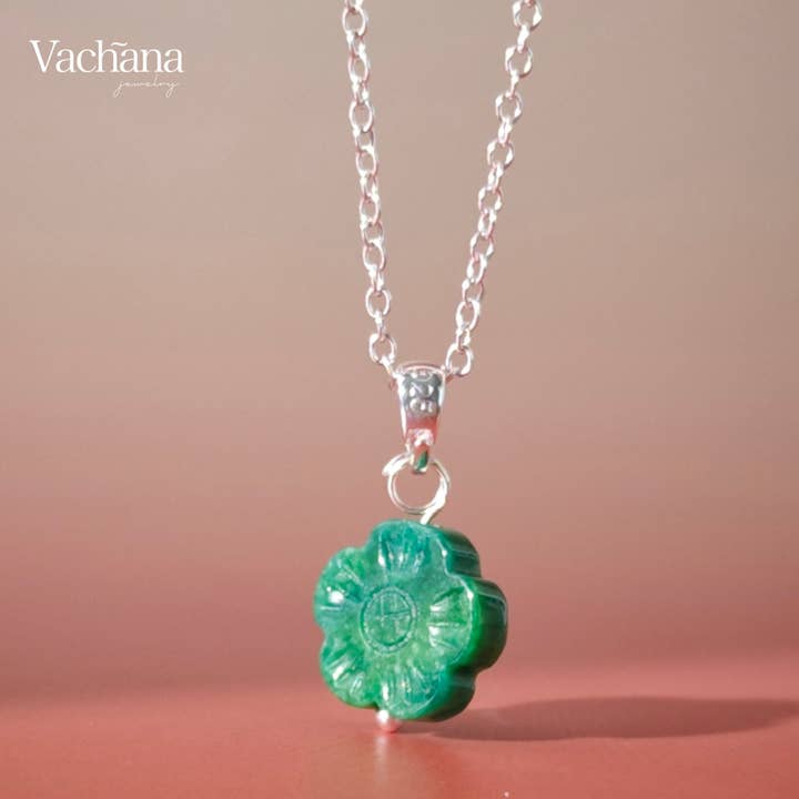 Colar de Prata 925 com Flor de Jade por atacado de Vachana