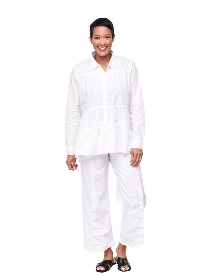 CV36 Alix Button Down in White for wholesale by Tulip Clothing