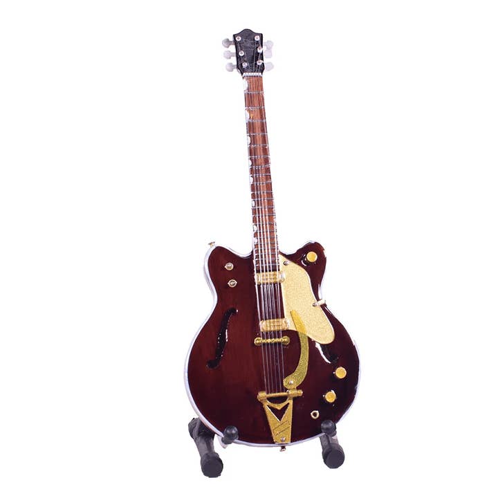 Miniatura chitarra elettrica in legno 20 cm con supporto per la vendita all'ingrosso da parte di giftland