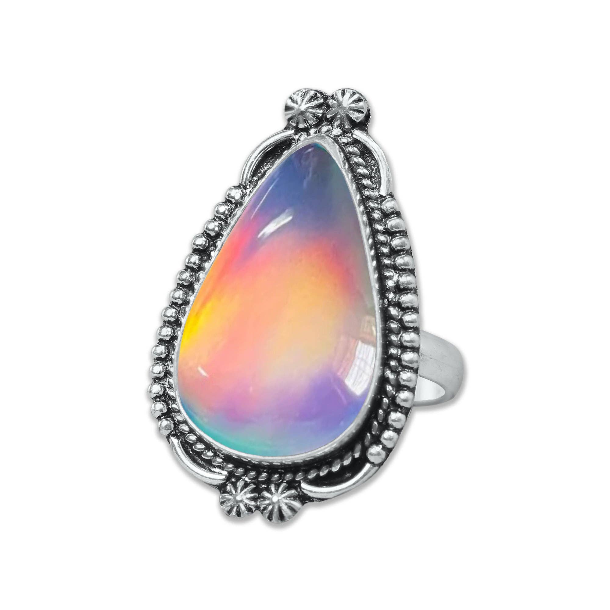 Handmade Jewels – wholesale Cocktail/Statement Ring – Aurora Opalringar – handgjorda, silverpläterade med blandade boho-mönster (tillverkas på beställning)7