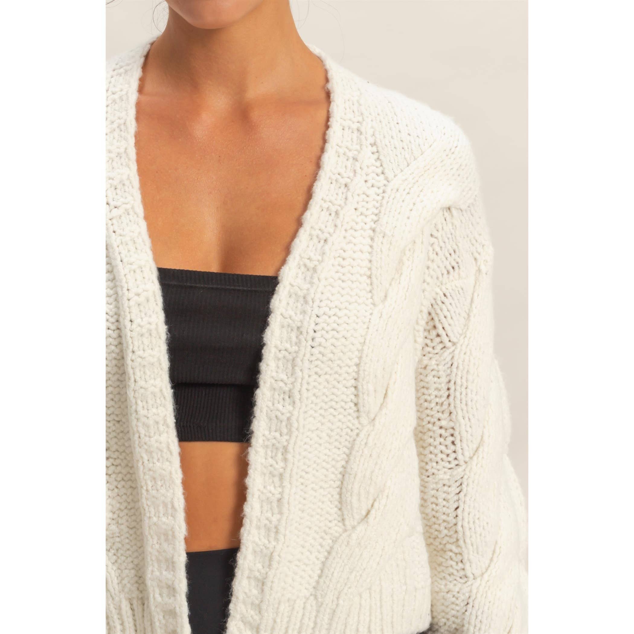 HYFVE - Wholesale Cardigan - Women's - Oversized Cable Knit Open Front Cardigan Sweater19