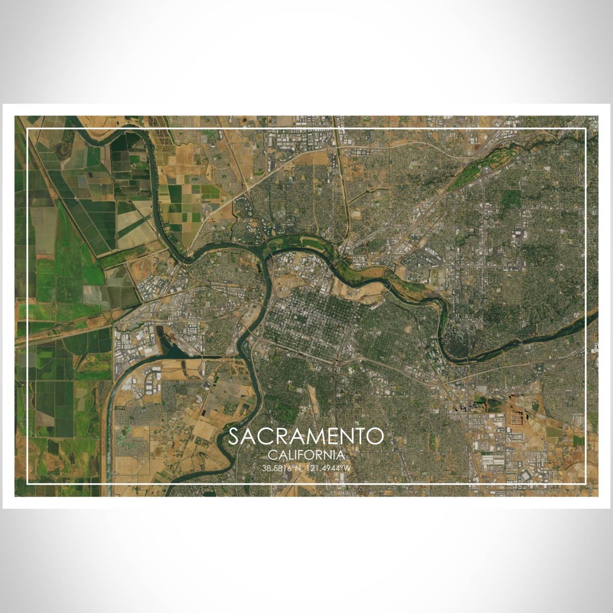 JACE.design - Wholesale Art Print - Sacramento CA Map Print Satellite2
