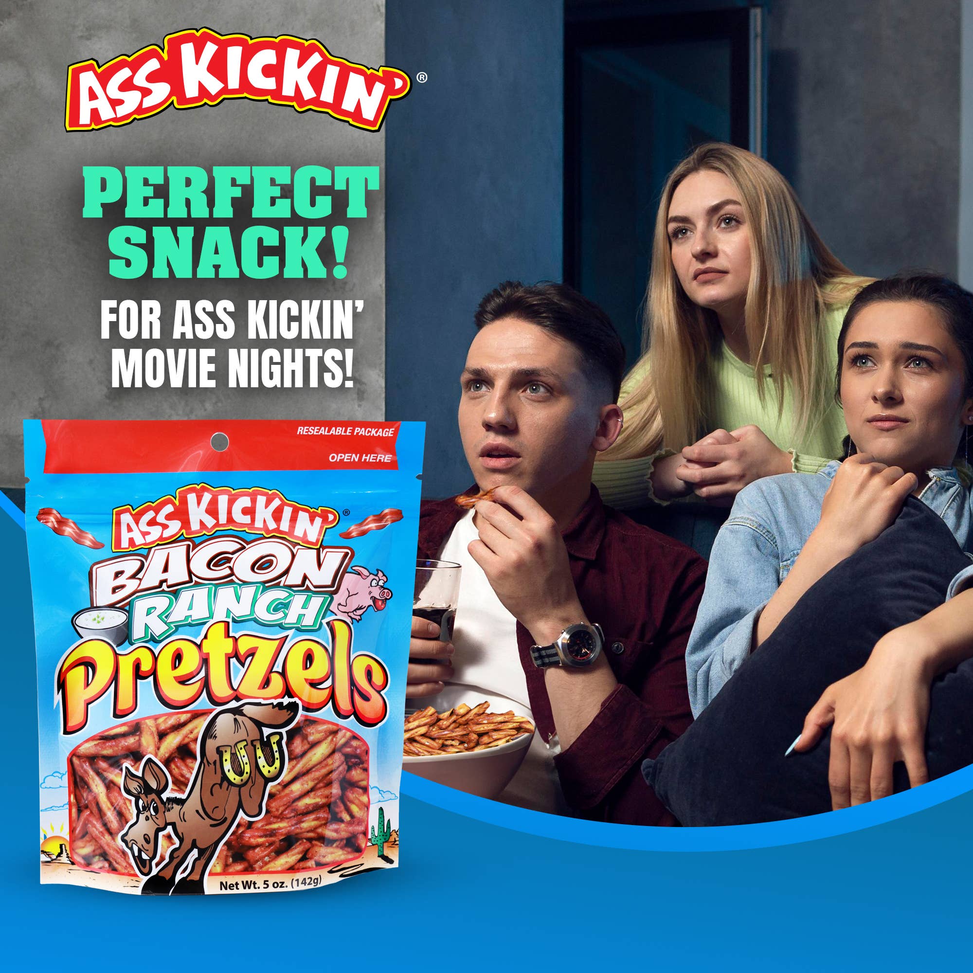 Southwest Specialty Food - Wholesale Pretzels - Ass Kickin' Bacon Ranch Pretzels, 5 oz Bags2