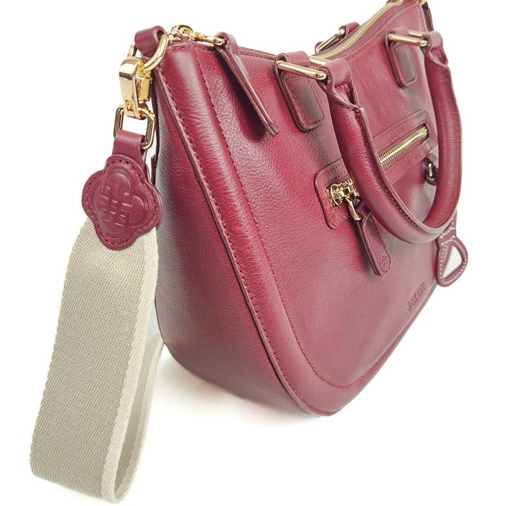 SADDLER – wholesale Top handle bag – women's – Chloe Leather Twin-Handle Handbag with Crossbody Strap - Handmade by Saddler