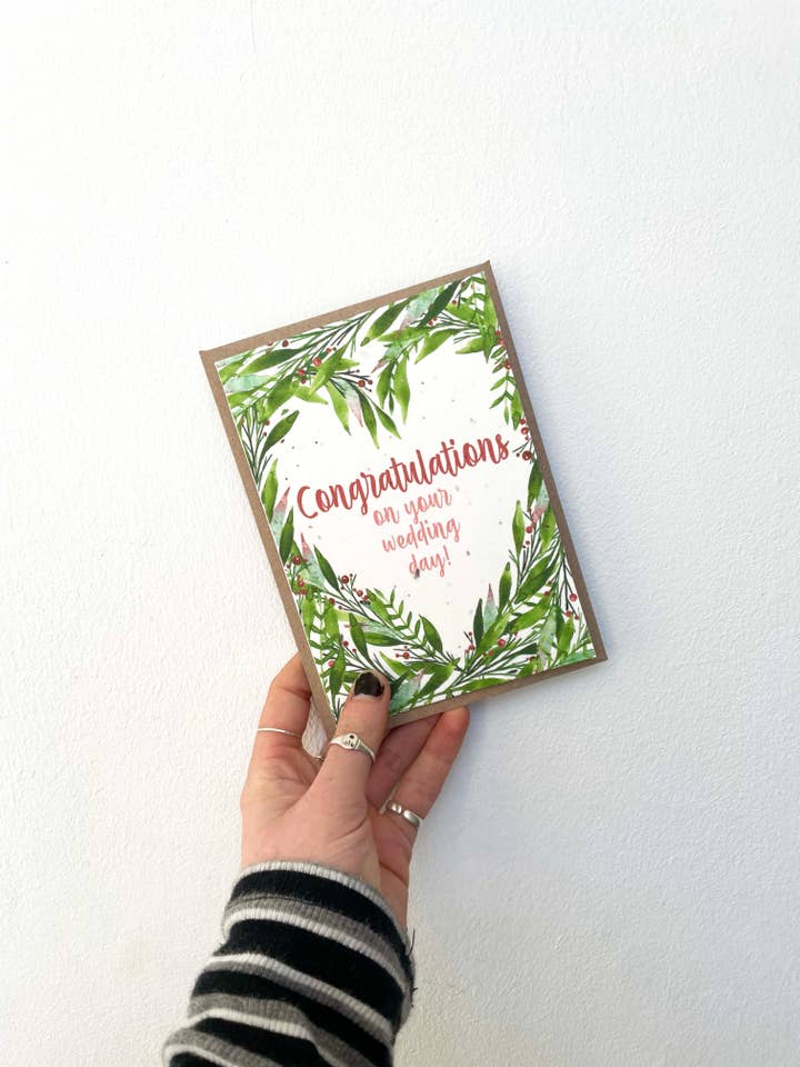 Wedding Seed Card - Plantable Wildflower Congratulations Eco for wholesale by The Flower Girl Studios