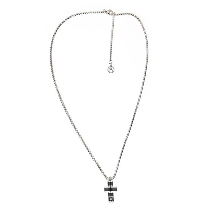 AMORINO SRL - Wholesale Pendant/Charm Necklace - MEN'S NECKLACE WITH CROSS PENDANT WITH WHITE ZIRCONIA1