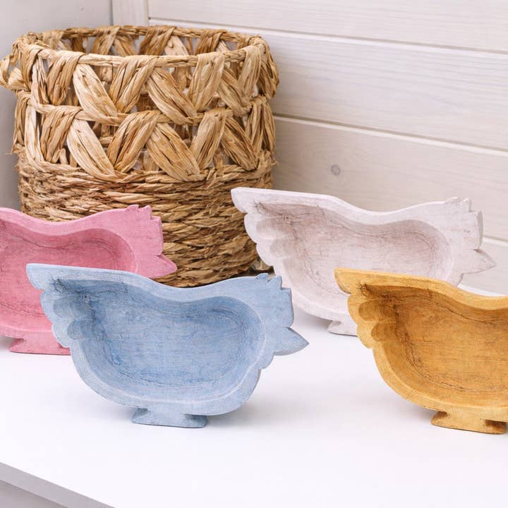 Bol en bois prêt pour bougie de style ferme «Safest Spring Chicken» pour la vente par Wood Bowl Candle Supply