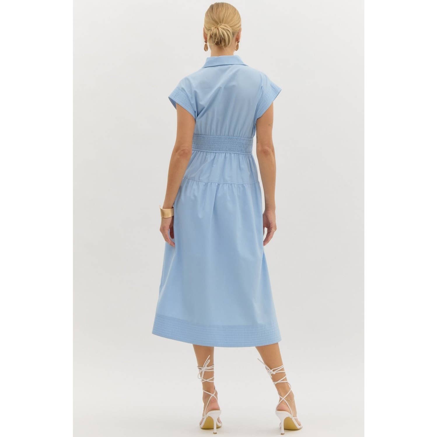 STYLE USA - Wholesale Dress - Women's - Solid cap sleeve midi dress3