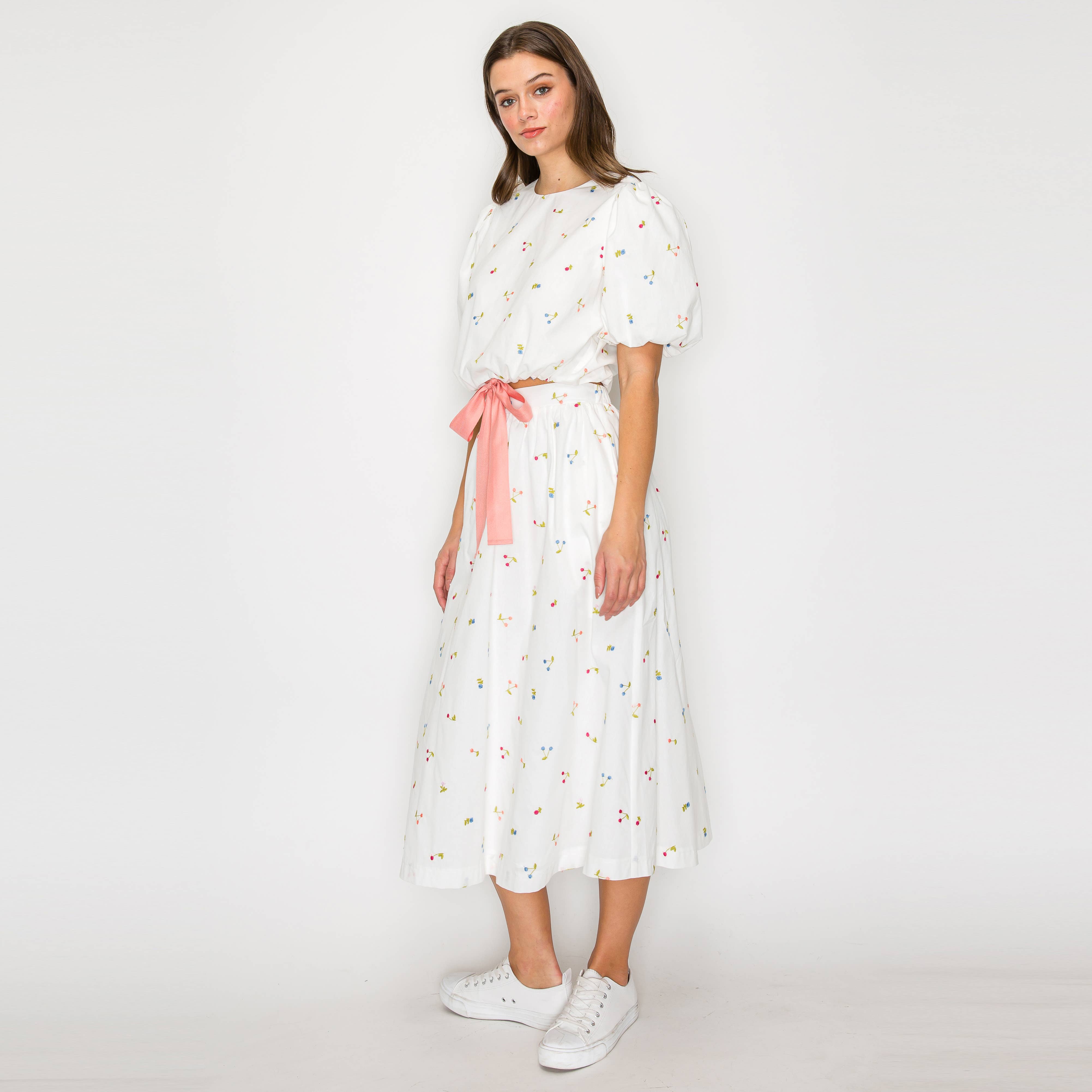 LoveWednesday - Wholesale Blouse - Women's - Cherry Cherry Cherry Crop Top With Bow - LWT19572