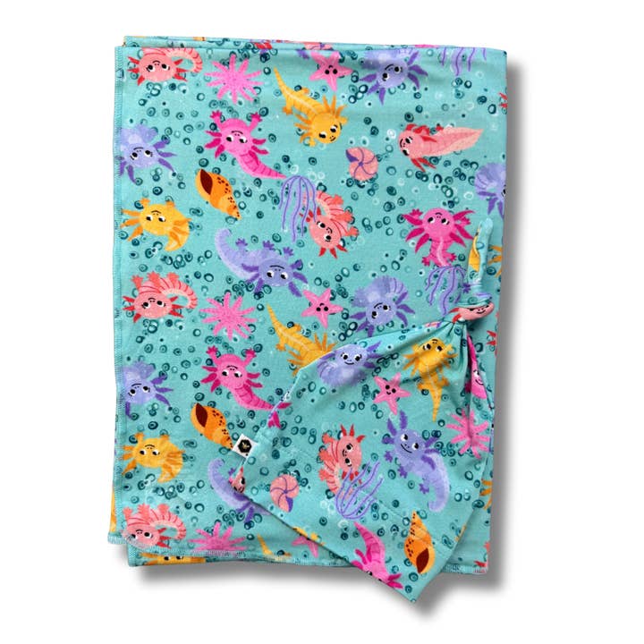 Bamboo Stretch Swaddle Set in Axolotl Questions for wholesale by Bumblito