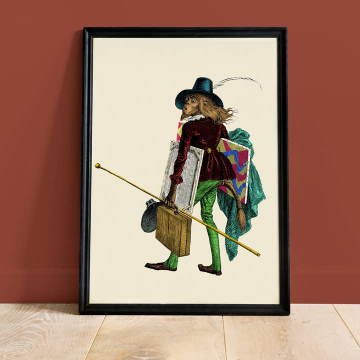 Monkey Painter Portrait Poster - French Edition for wholesale by Colette de B.