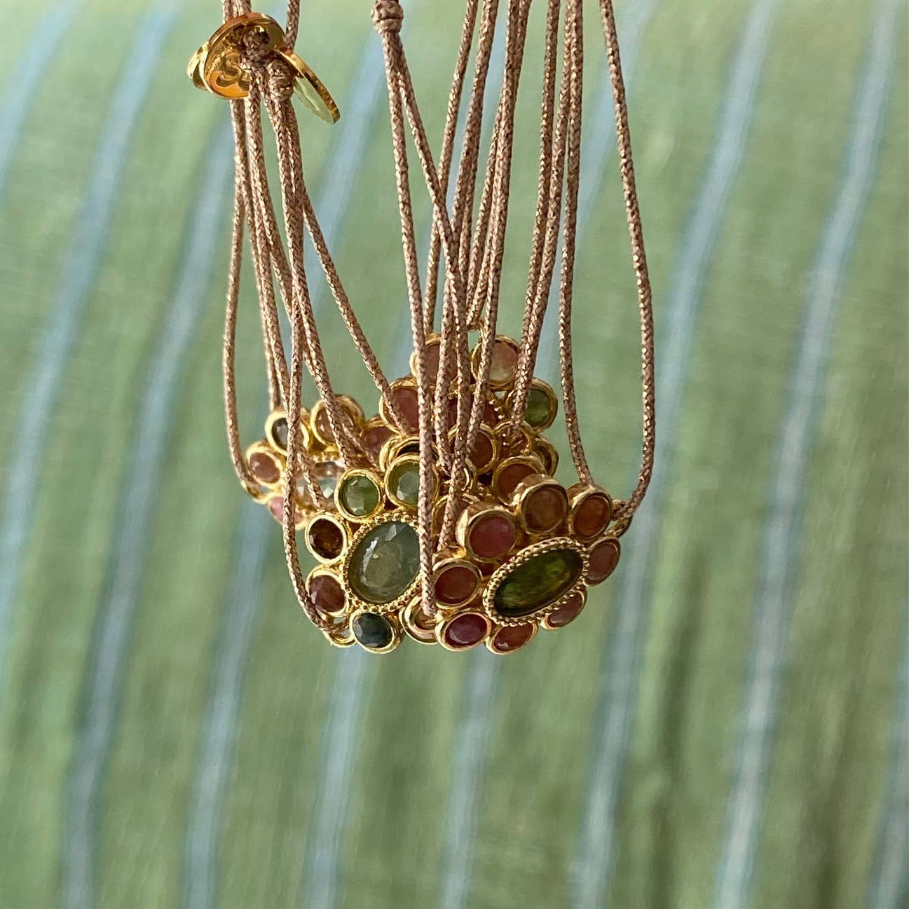 Sophie Deschamps Bijoux - Wholesale Charm/Dangle Bracelet - Multico tourmaline flower bracelet set - Volupté (BLU78)2