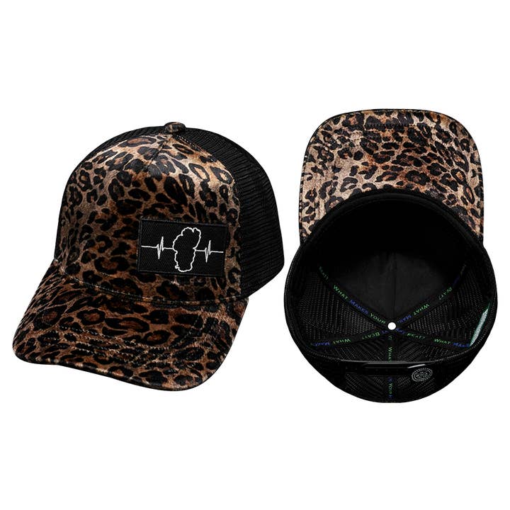 Tahoe Hat | Trucker Hat | Velvet - Gold Leopard Print for wholesale by The Heartbeat Brand