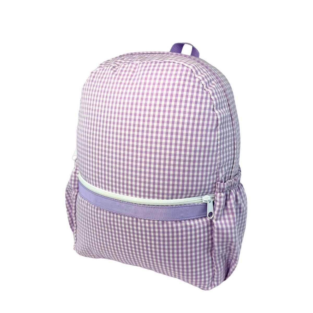 Mint - Wholesale Backpack - Kids - Lilac Gingham Medium Backpack w/ Pocket | Mint1