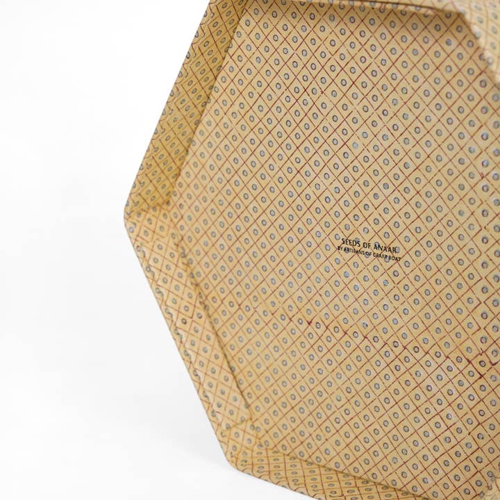 Craft Boat - Wholesale Basket - BLOCK PRINTED HEXAGON COLLAPSIBLE BASKET - DOT & GRID DESERT4