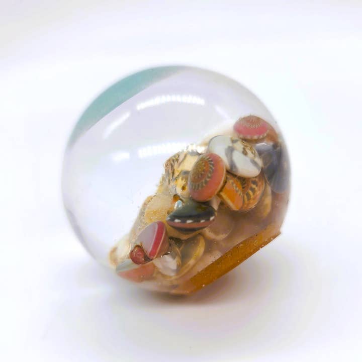 JEMS of the Sea - Wholesale Decorative Tabletop Object - Tiny Ocean Sphere-Made w/ Eco-Friendly Resin, Shells, Sand 7