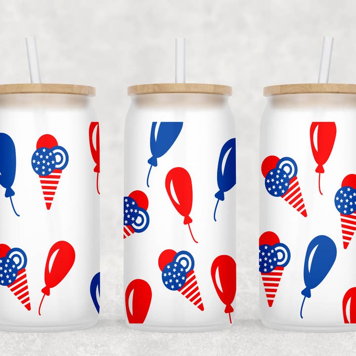 Bicchiere Balloons in vetro con cannuccia trasparente per la vendita all'ingrosso da parte di Smile Graphics and Design