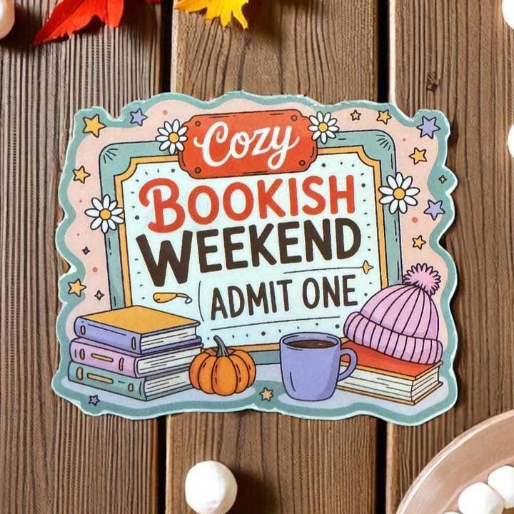 Boglig Weekend Sticker Efterårslæsning Vinyl Sticker, Bogelsker Gave, Hyggelig Læseræstetik, Bogsticker til Journaler og Laptops for engroshandel hos ForceBuilder