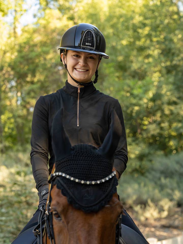 Equestrian Artisans - Wholesale Athletic Top - Women's - Black and Rose Gold Women's Equestrian Sun Shirt3