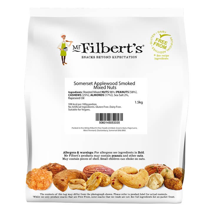 Mr Filbert's – wholesale Nuts – Somerset Applewood Smoked Mixed Nuts Loose Serve 1.5kg