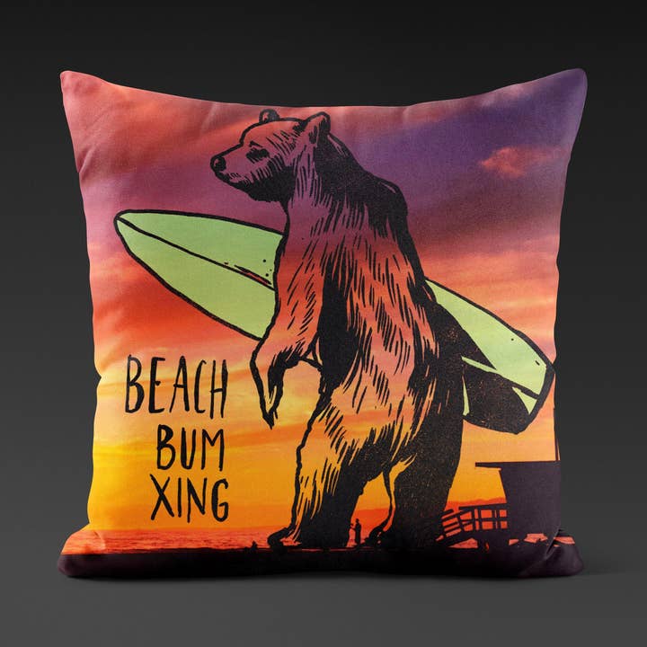 California Beach Bum Xing Pillow for wholesale by State Bliss