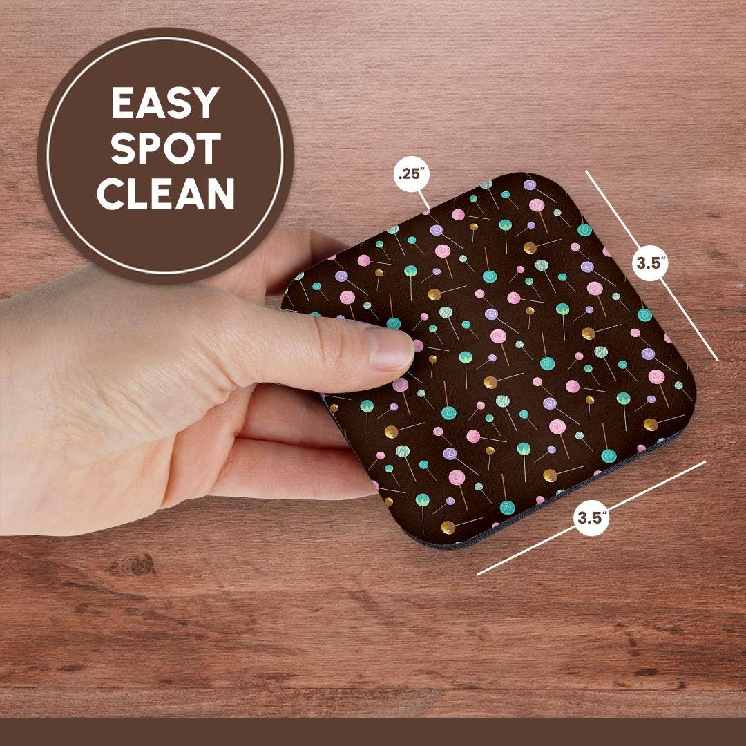 3dRose - Wholesale Coasters - 3dRose, Cute Pink and Mint Green Candy Sucker Pattern, Coaster13