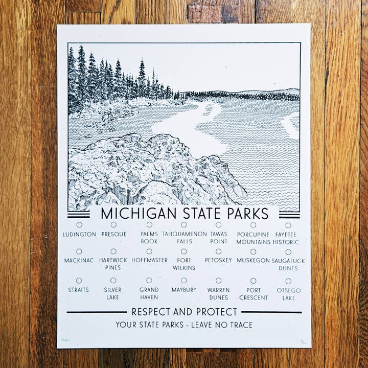 Michigan State Parks - Hand-pulled Screen Print for wholesale by BC Print Media