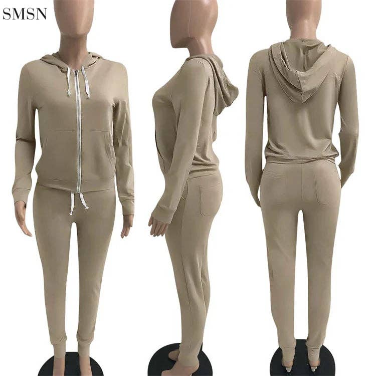 MB Fashion Wholesale - Wholesale Top & Pant Set (NOT Loungewear) - Women's - MB FASHION Zip-Up Hoodie and Jogger Pants Set 12489R26