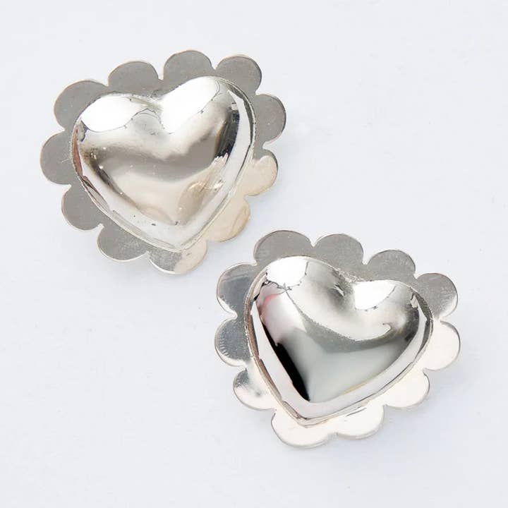 Noonday - Wholesale Stud/Post Earrings - Puffy Scalloped Heart Earrings0