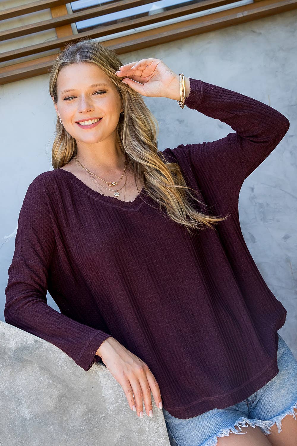 Sweet Lovely by Jen - Vente Haut en maille – femme - SW277 COL V MANCHES LONGUES DOLMAN7