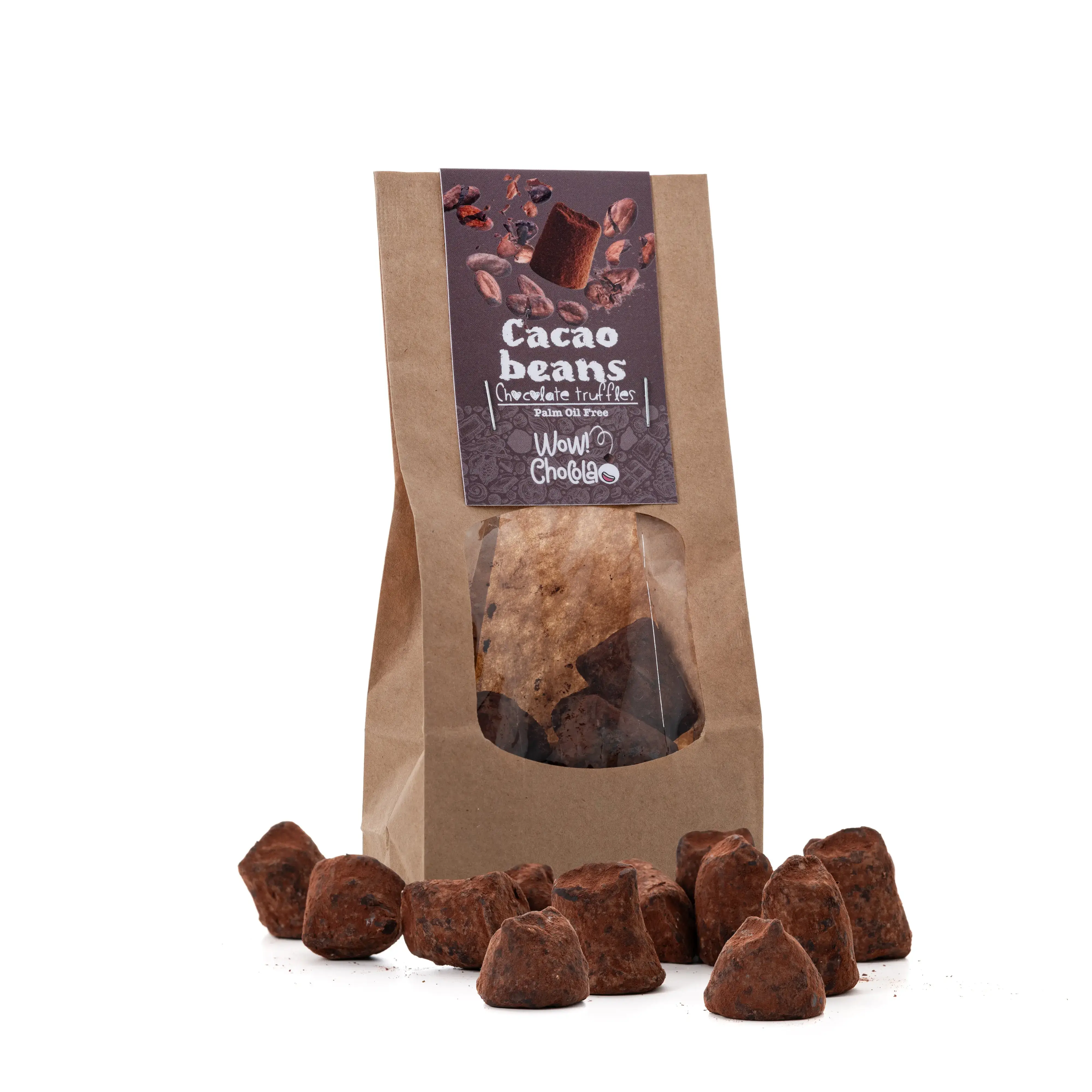 WOW Chocolao! – wholesale Chocolate-covered sweets – Cacao Nibs Chocolate Truffles - Biodegradable bag 130g1