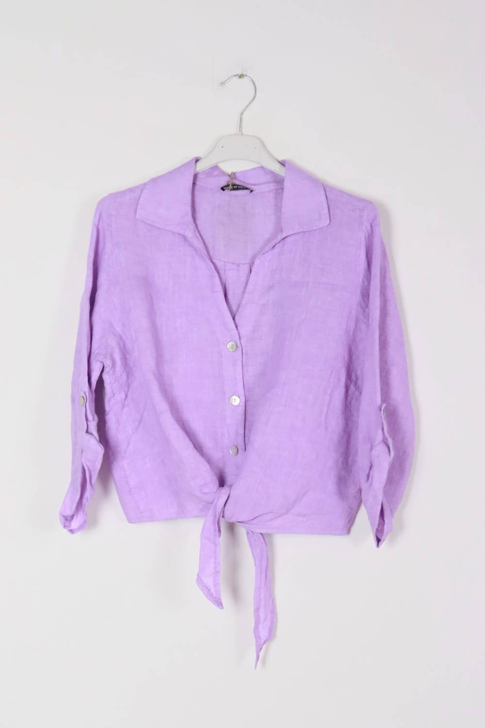 LÉA & LUC - Venta al por mayor Camisa con botones - Mujer - Camisas anudadas a la cintura en 100% lino REF. 220266