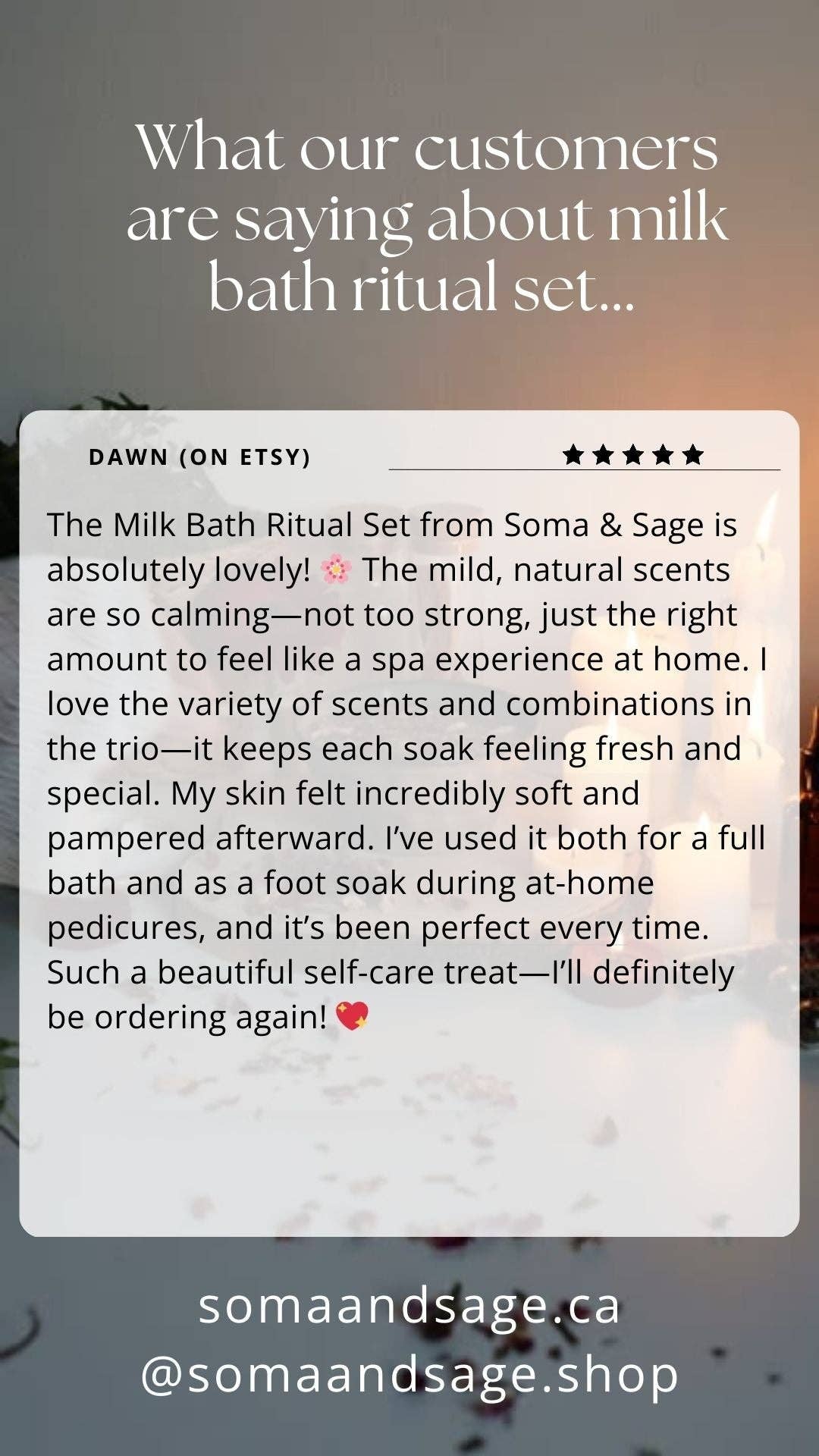 Soma & Sage – wholesale Bath soak/milk – Milk Bath Ritual Set – Botanical Self-Care Trio (Gift Set)3