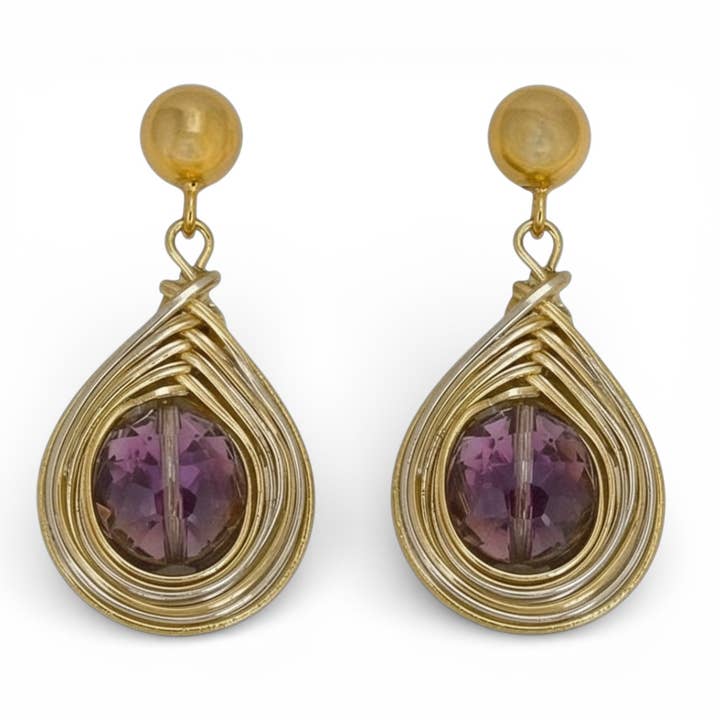 Aurora Borealis Wire Wrap Earrings | Statement Jewelry for wholesale by Bijoux Envie Statement Jewelry