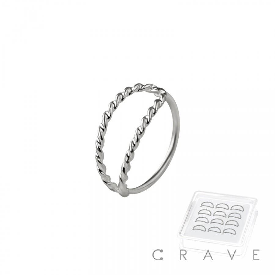 CRAVE – wholesale Nose ring – 12PCS OF 925 STERLING SILVER NOSE HOOP O-RING WITH TWIST DOU3