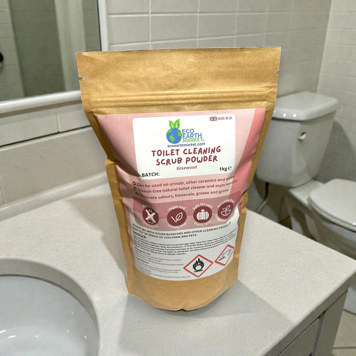 Eco Earth Market - Wholesale Toilet Cleaner - Rosewood Toilet Cleaning Scrub Powder 1kg3