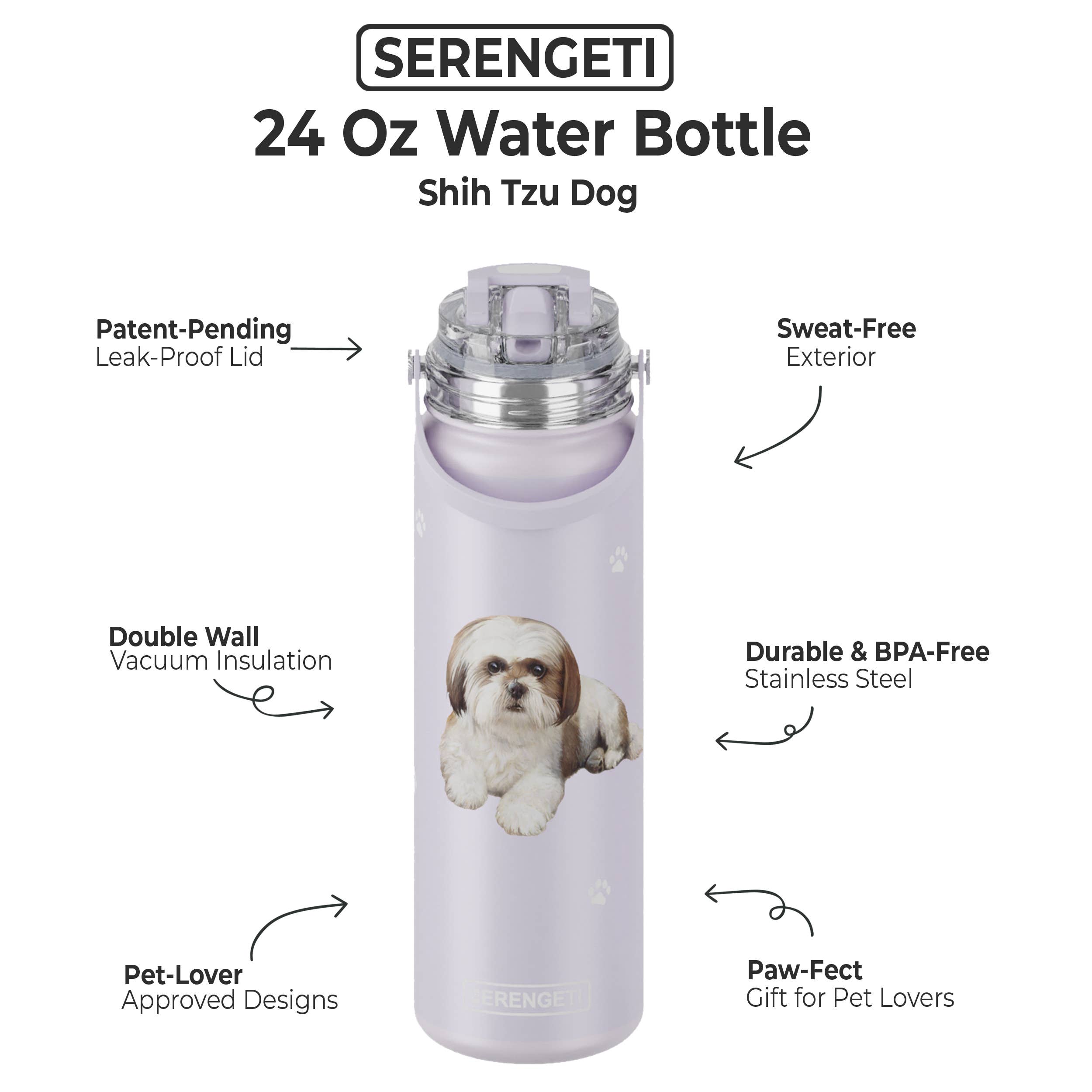 E&S Pets - Vendita all'ingrosso Borracce - Shih Tzu - Marrone - Bottiglia d'acqua in acciaio inossidabile - 24oz1