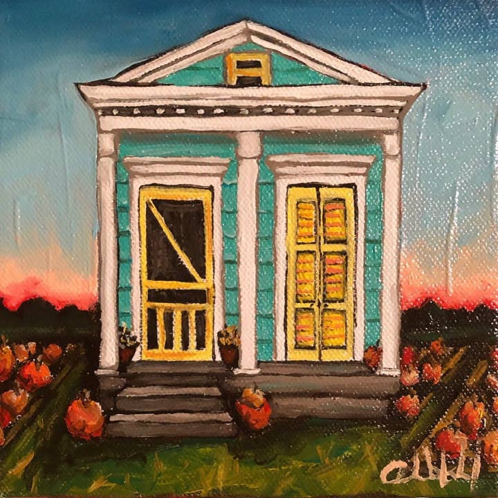 Pumpkin Patch Shotgun House Art Print for wholesale by Ashley Wachal Art