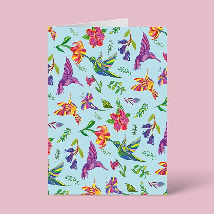 Colorful Hummingbirds Greeting Card for wholesale by Oditti