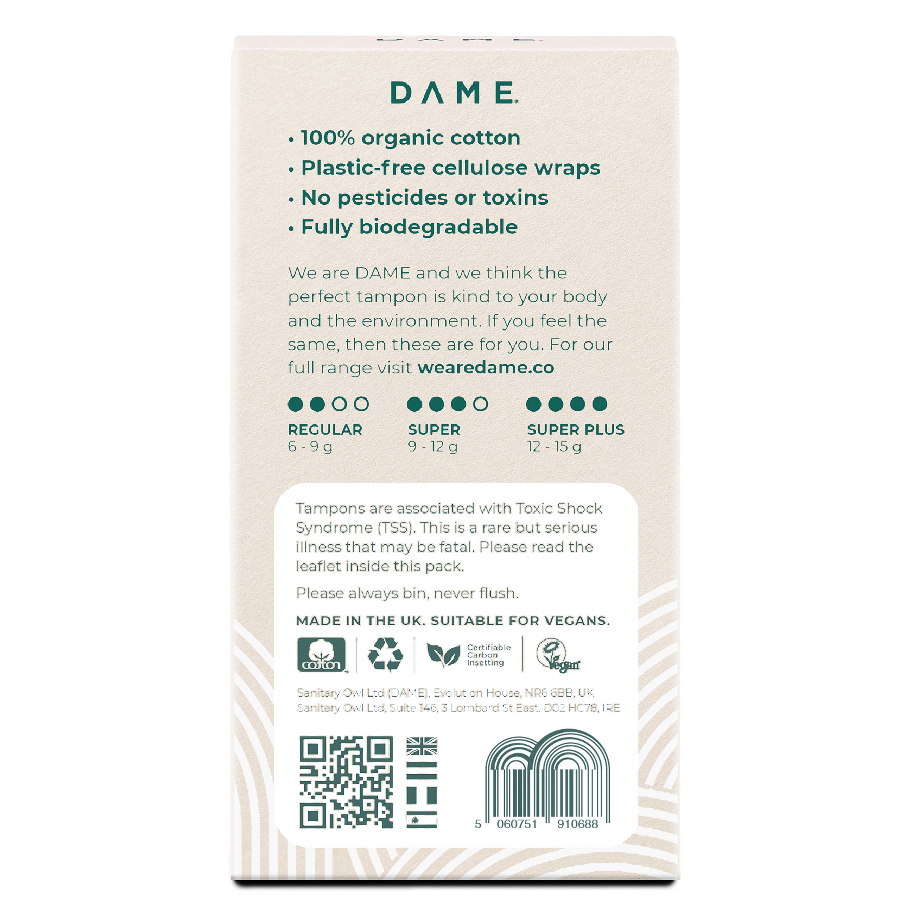 DAME - Wholesale Tampon - Organic Cotton Tampons (16-pack)1