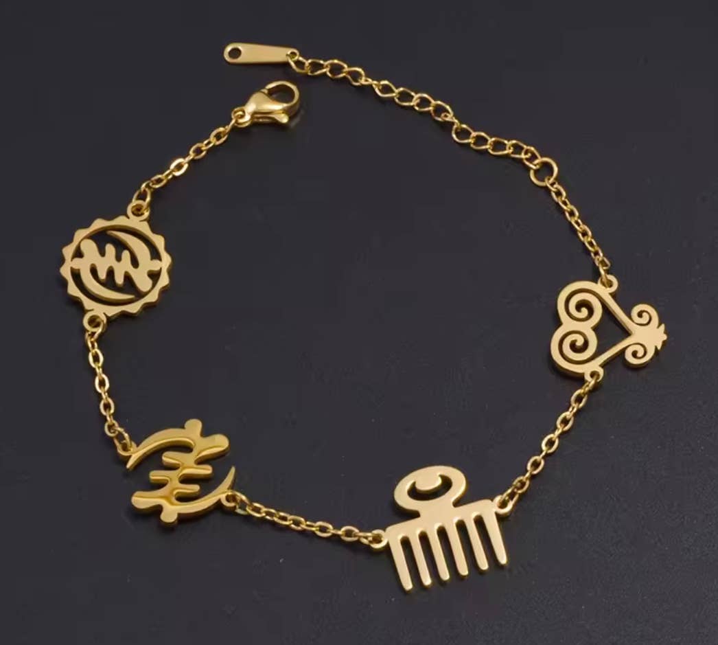 The Curator - Wholesale Charm/Dangle Bracelet - Mixed Adinkra Symbol bracelet1