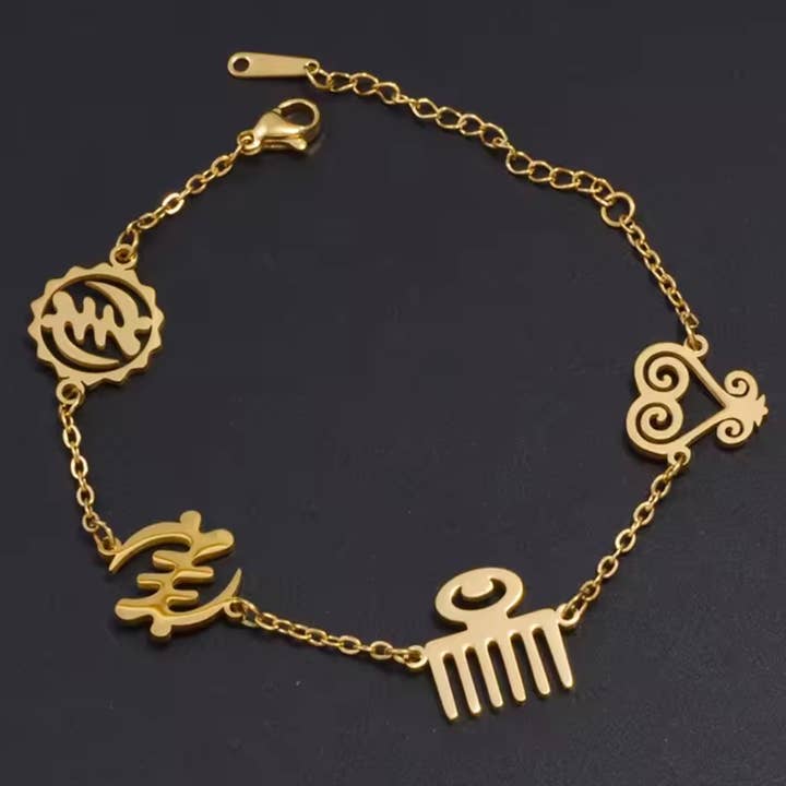 The Curator - Wholesale Charm/Dangle Bracelet - Mixed Adinkra Symbol bracelet1