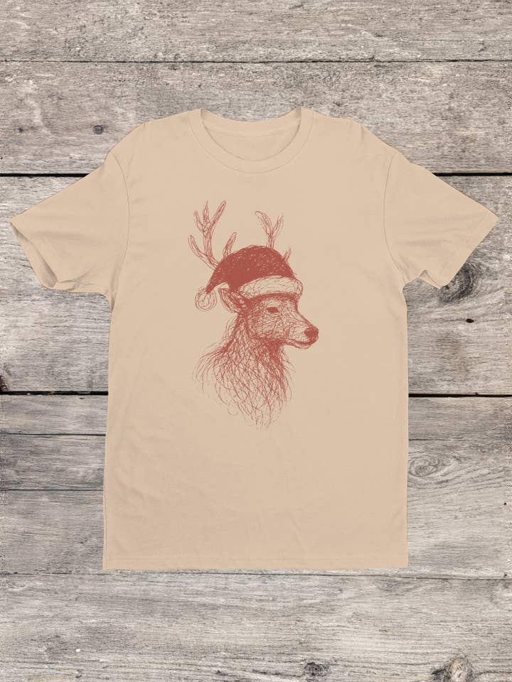 Swift Retail - Wholesale T-Shirt - Men's - Festive Reindeer in Santa Hat Men's T-shirt1
