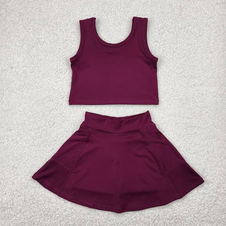 Baby Girls Brown Vest Top Sports Skorts Clothes Sets for wholesale by Aier Wholesale