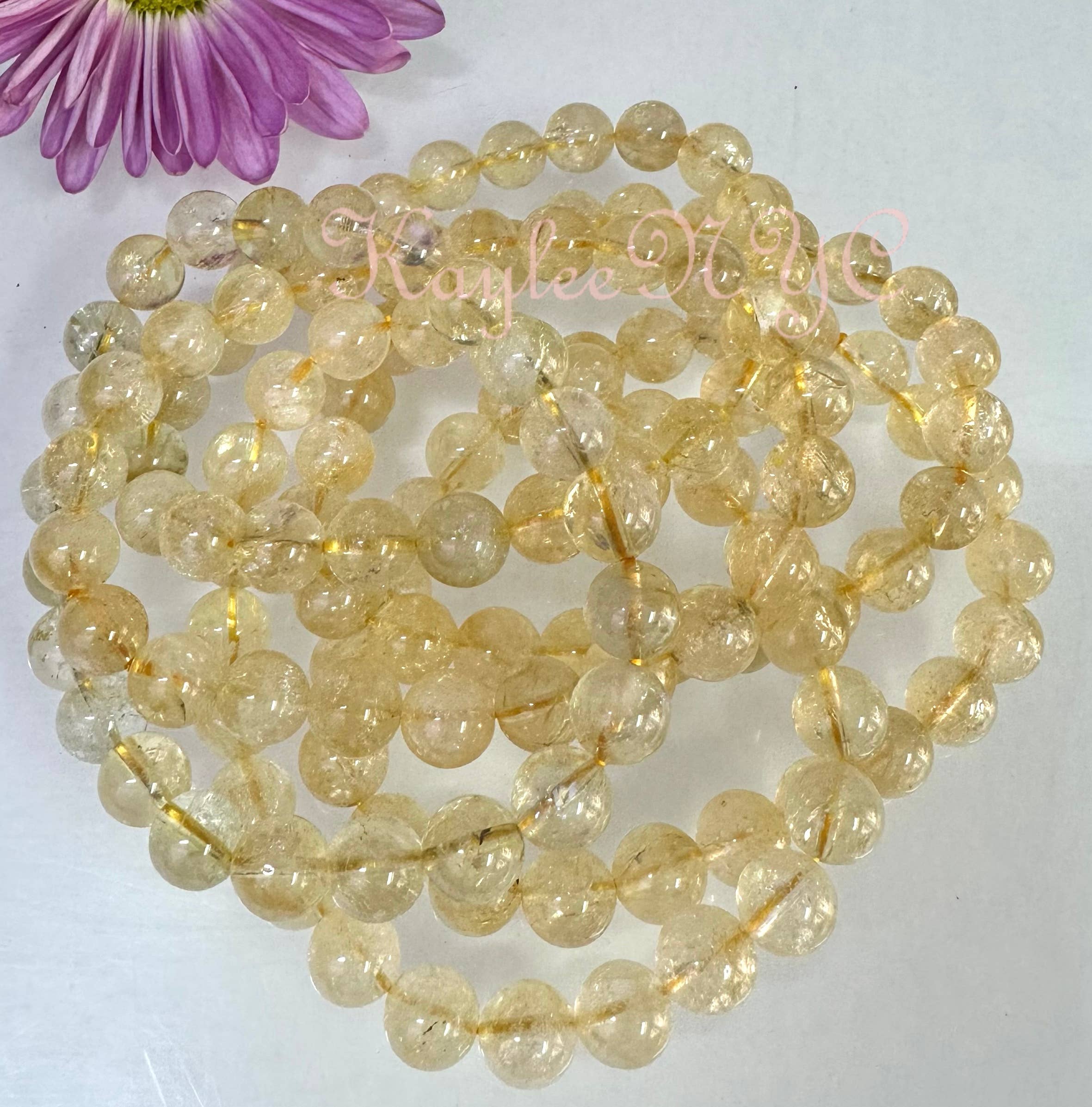 KayleeNYC - Wholesale Beaded Bracelet - Citrine 8mm 7.5” Crystal Stretch Bracelets9