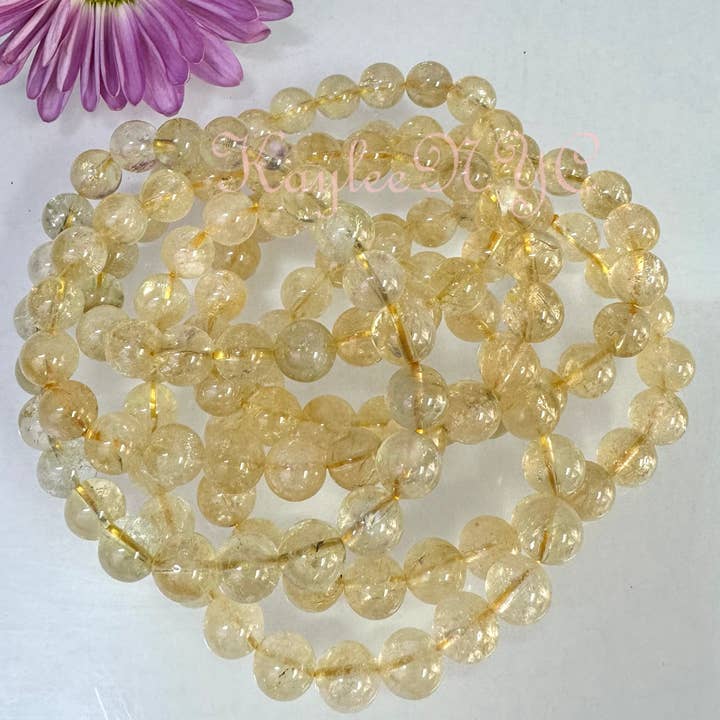 KayleeNYC - Wholesale Beaded Bracelet - Citrine 8mm 7.5” Crystal Stretch Bracelets9