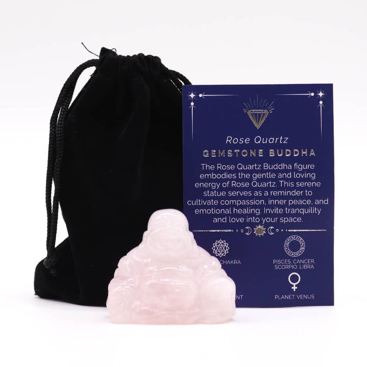 Gemstone Large Buddha - Rose Quartz 50x40x20mm for wholesale by Ancient Wisdom