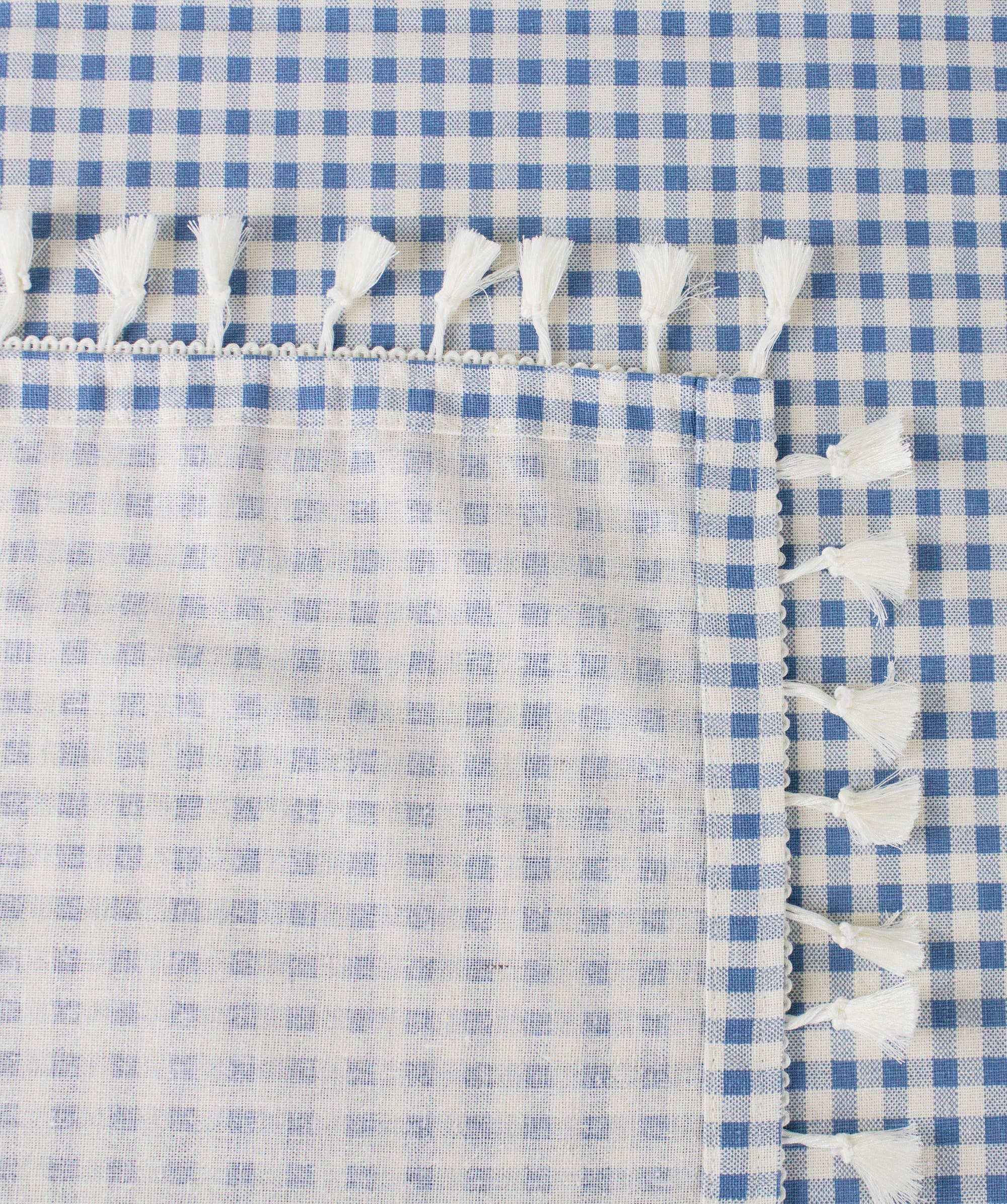 Fennco Styles - Wholesale Tablecloth - Rustic Gingham Check Tasseled Trim Cotton Blend Tablecloth14