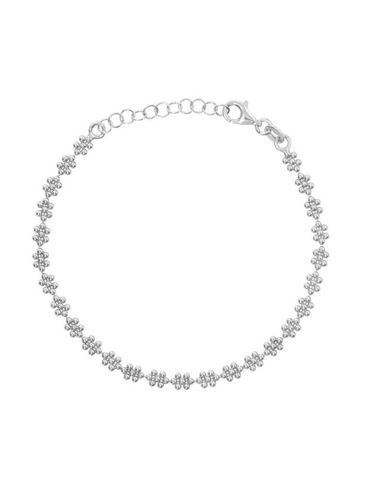 Silver bracelet tiny flower voor wholesale door XZOTA