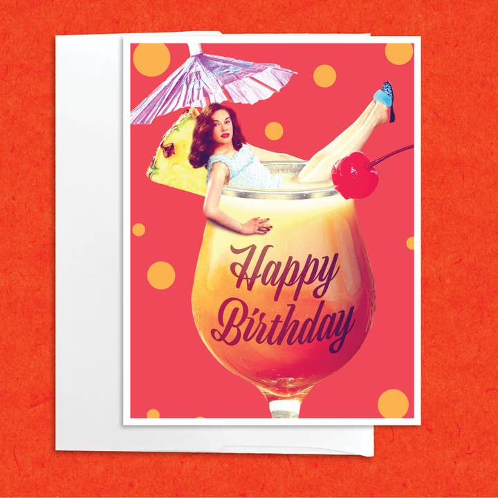 Vintage Dame in Cocktail lustige Geburtstagskarte für den Großhandel von Colossal Sanders